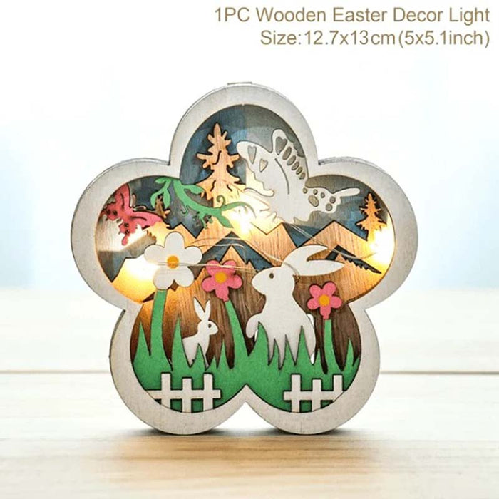 Wooden Easter Decor LED Light