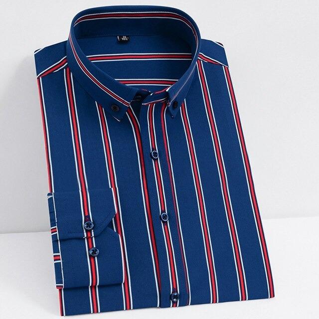 Men's Royal Blue Striped Dress Shirt