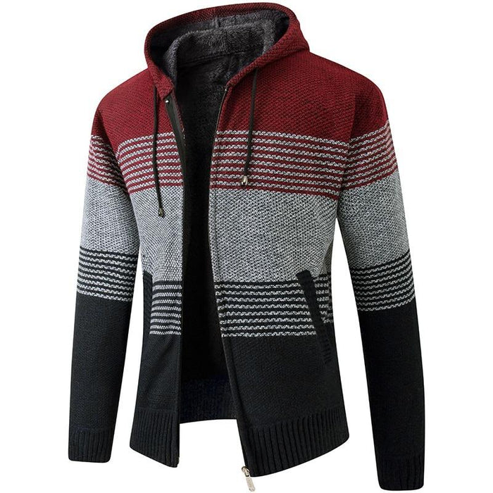 Red Striped Hooded Sweatshirt