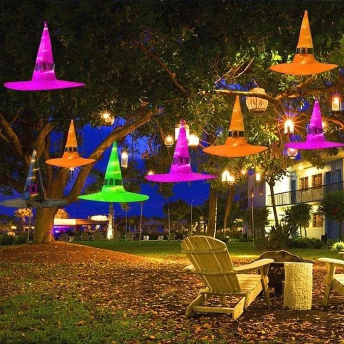 Glowing Witch Hat Decorations - 2 in 1 Hanging/Wearable