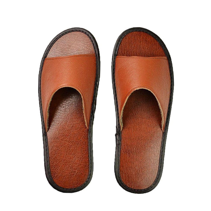 Men's Light Brown Leather Sunday Slides