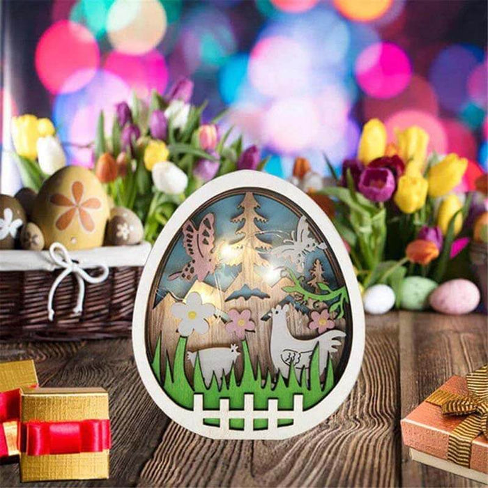 Wooden Easter Decor LED Light