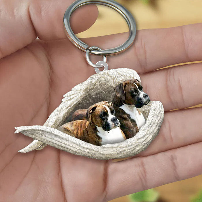 Sleeping Angel Acrylic Keychain Brindle Boxer