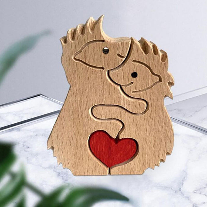Hedgehog Family Handmade Wooden 3D Puzzle