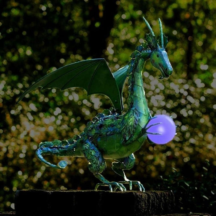 Green Dragon Statue with Solar Pearl