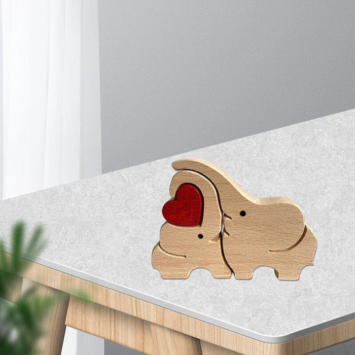 Elephant Family Handmade Wooden 3D Puzzle