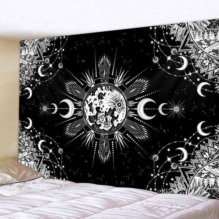 Geometric Moon Tapestry