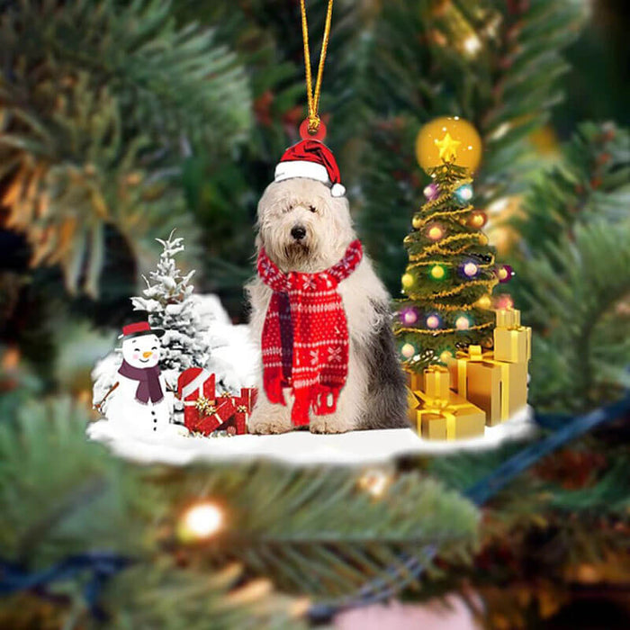 Old English Sheepdog Christmas Ornament SM049