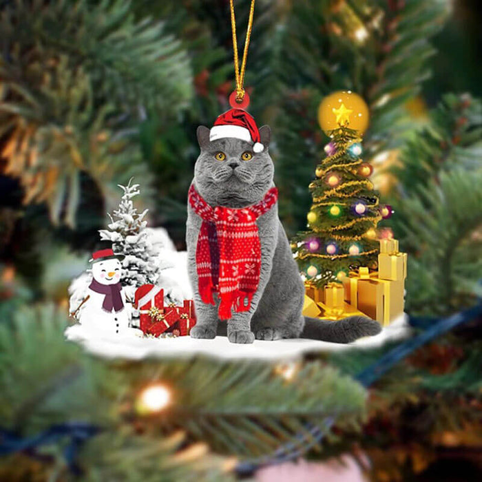 British Shorthair Cat Christmas Ornament SM194