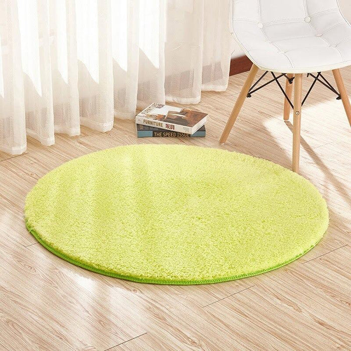 Lime Green Fluffy Circular Space Rug