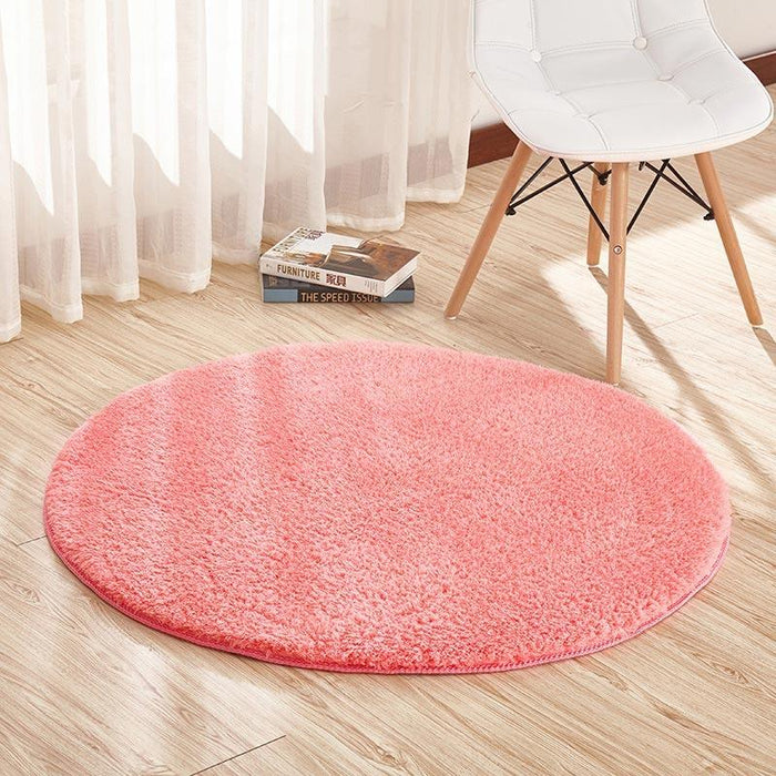 Salmon Fluffy Circular Space Rug