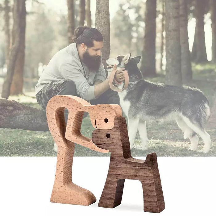 🐕Man and Dog Wood Sculpture Ornaments