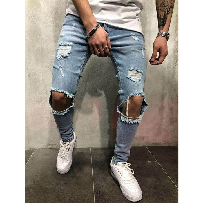Men's Blue Ripped Skinny Jeans