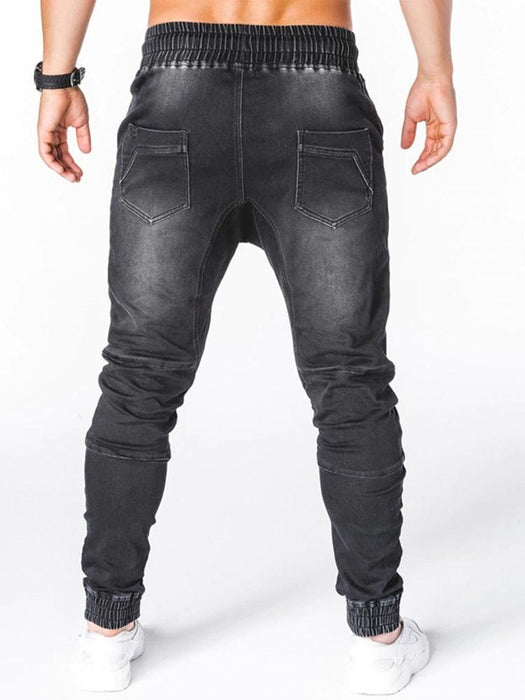 Men's Black Zippered Street Jeans