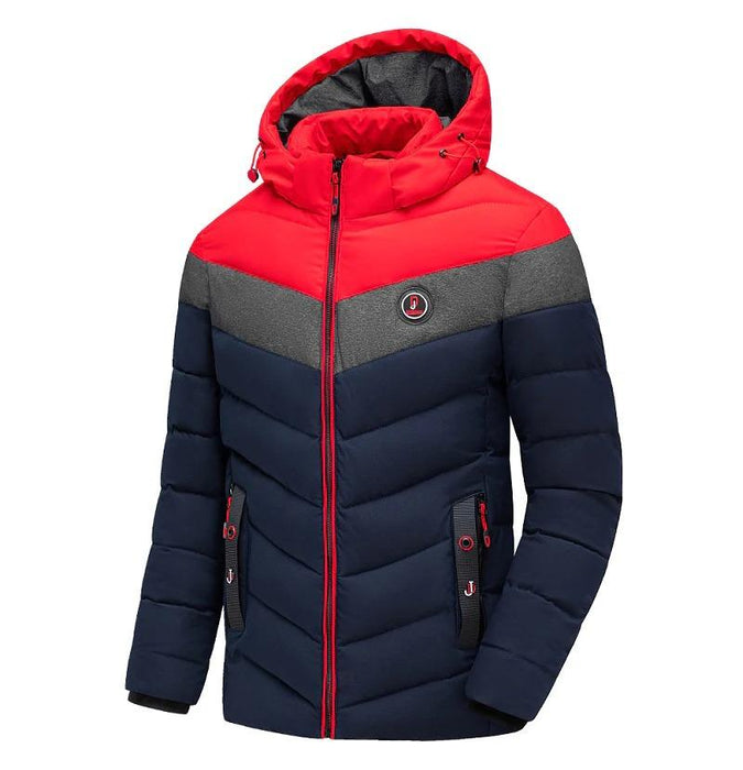 Red Men's Hooded Puffer Jacket