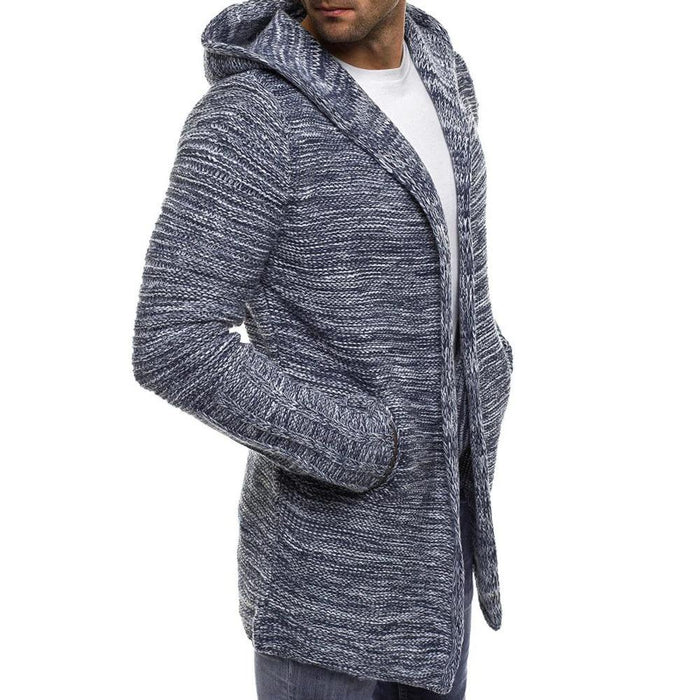 Light Grey Men's Hooded Cardigan