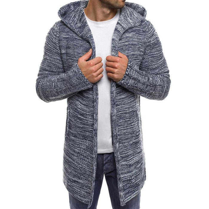 Light Grey Men's Hooded Cardigan