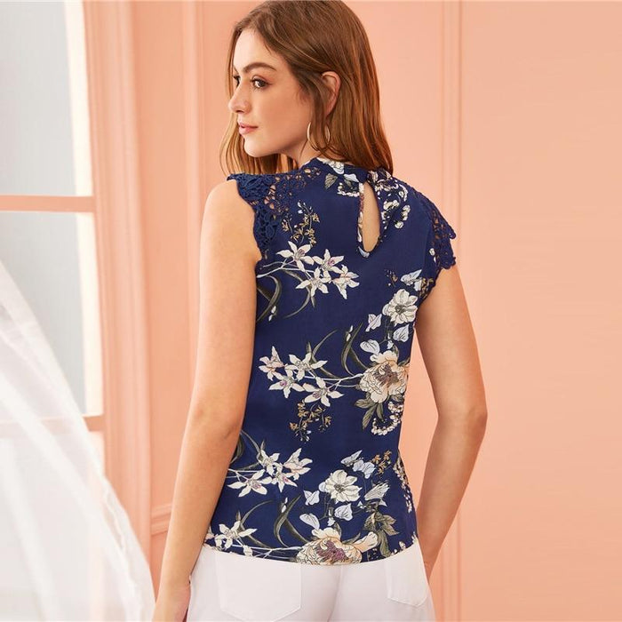 Sevyn Orchid Blouse - Navy