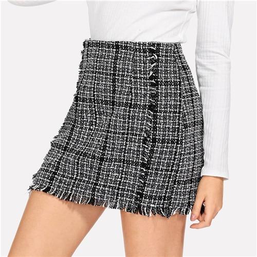 Journi Frayed Mini Skirt - Black