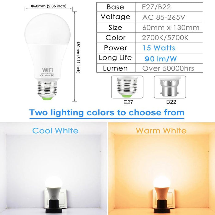 Mobile Compatible Smart LED Bulb (Compatible with iOs, Androd, Alexa, and Google Voice)