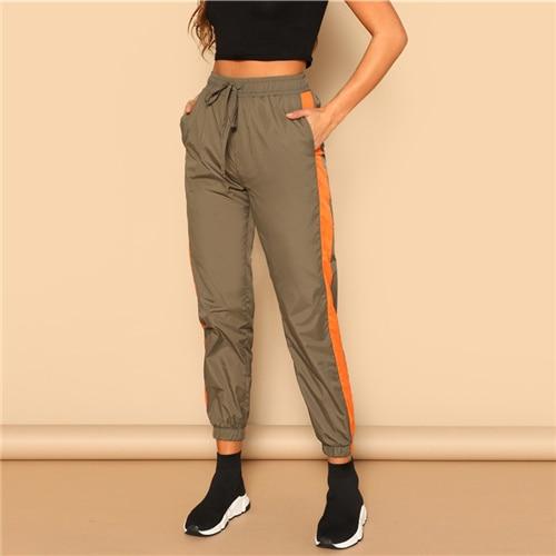 Drawstring Capris Pants Army Green