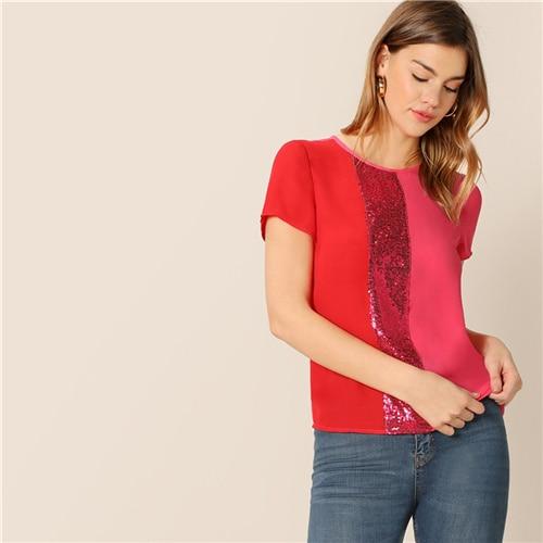 Emani Color Swatch Blouse - Red