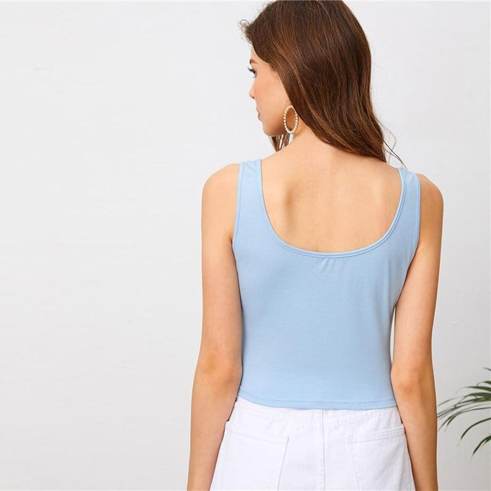 Marisol Ruched Bust Tank - Blue