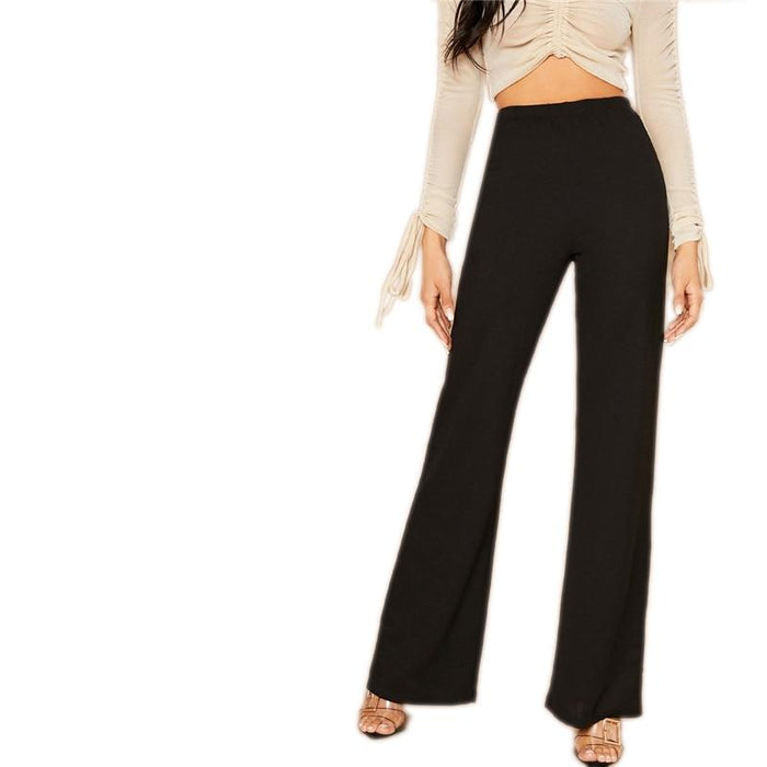 Flare Leg Elegant Pants - Black