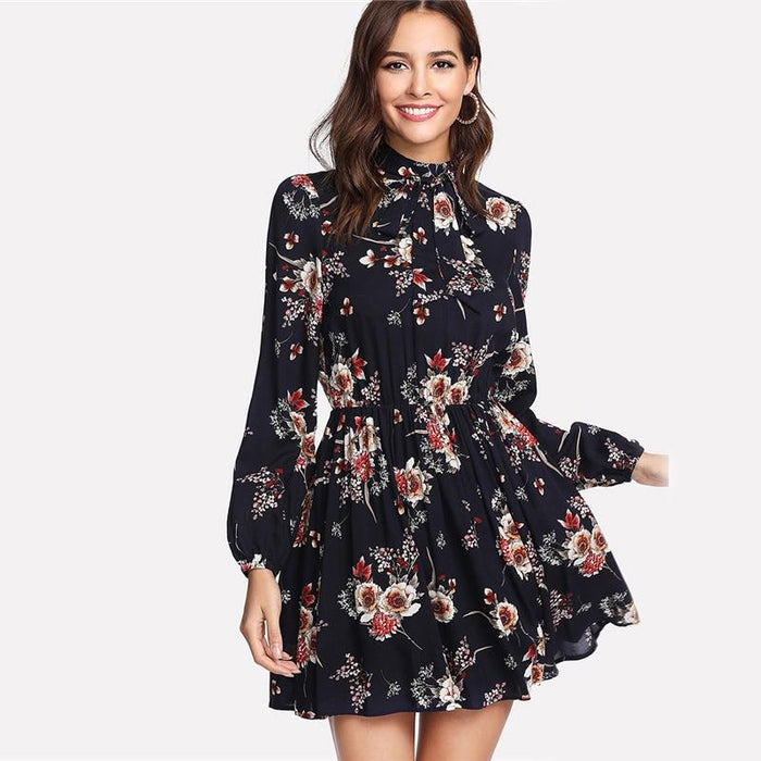 Evelyn Long Sleeve Dress - Black