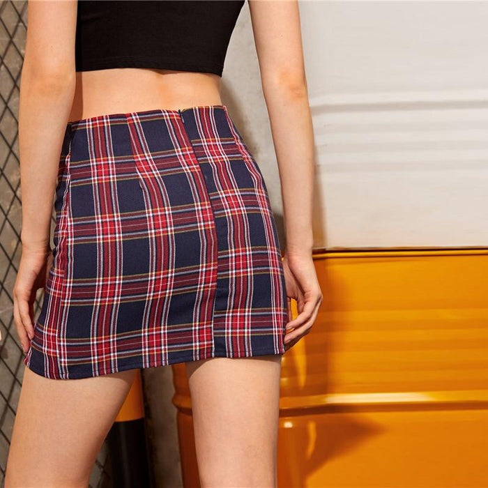 Emmeline Plaid Mini Skirt - Red