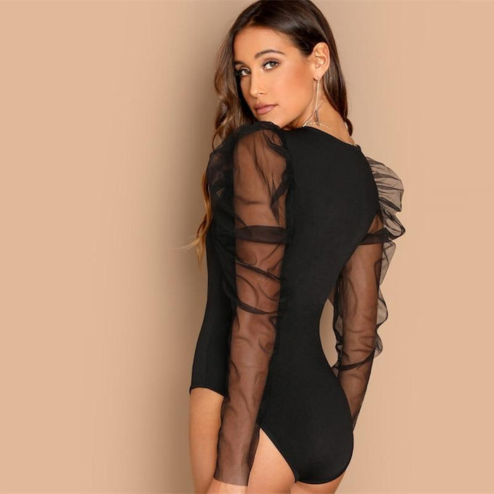 Carmen Gigot Sleeve Bodysuit - Black