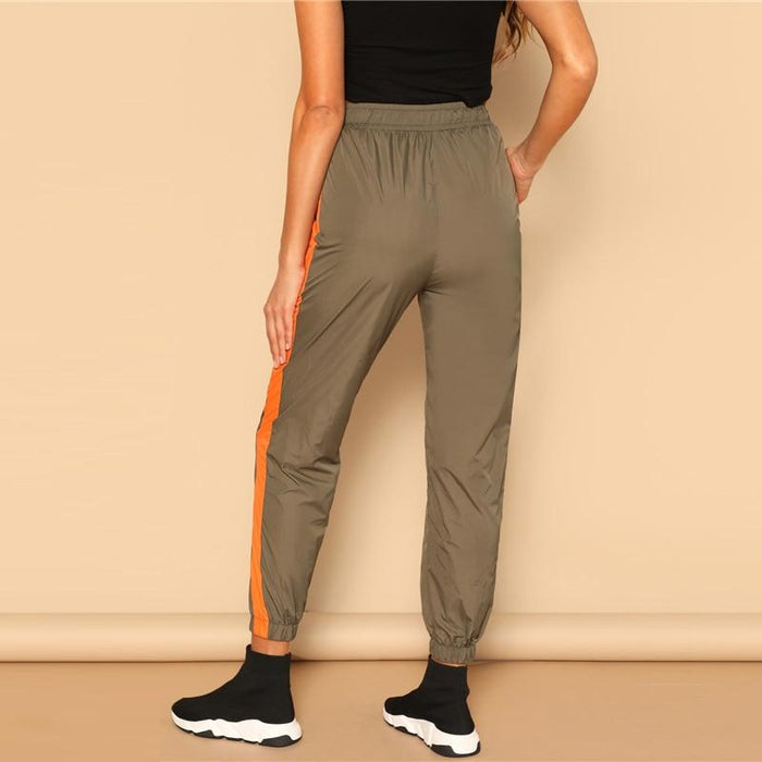 Drawstring Capris Pants Army Green