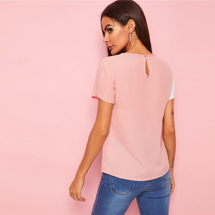 Emani Color Swatch Blouse - Pink