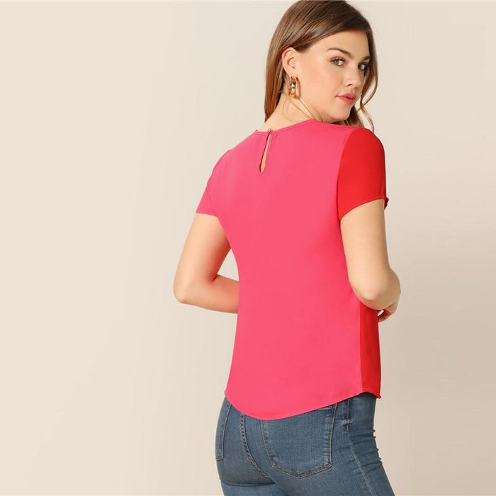 Emani Color Swatch Blouse - Red