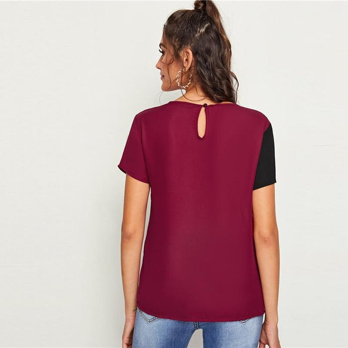 Emani Color Swatch Blouse - Maroon