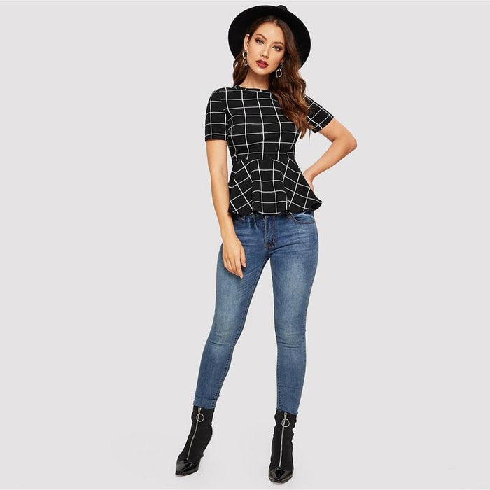 Karlee Plaid Blouse - Black