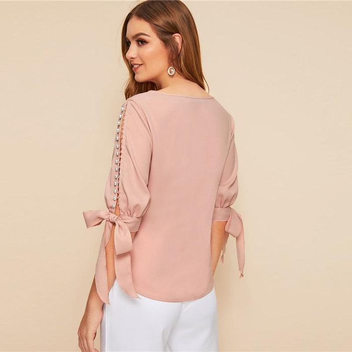 Ingrid Open Sleeve Blouse - Pink