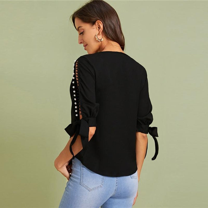 Ingrid Open Sleeve Blouse - Black