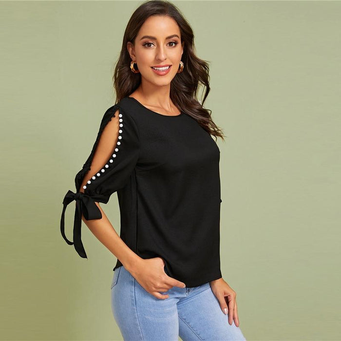 Ingrid Open Sleeve Blouse - Black