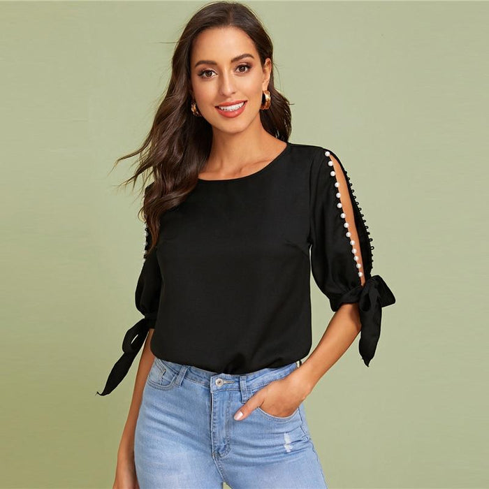 Ingrid Open Sleeve Blouse - Black