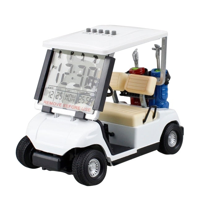 Reginald Golf Alarm Clock Golf Cart (White)