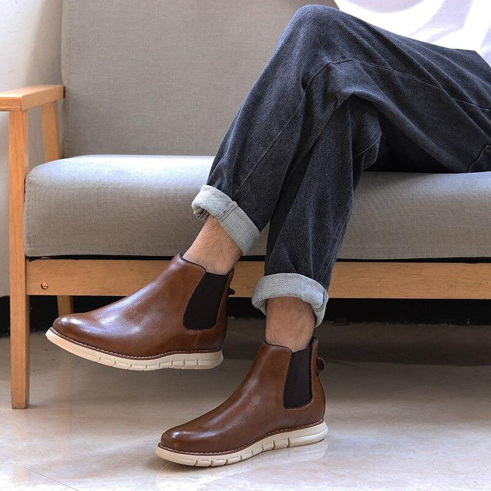 Men's Cognac Leather Tall Chelsea Boot